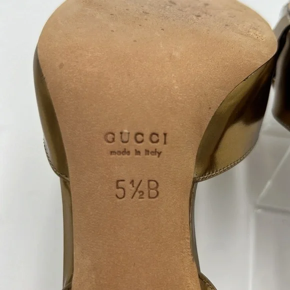 GUCCI WOMEN’S HORSE BIT OPEN TOE GOLD HEEL SZ 5.5 B - Picture 10 of 10
